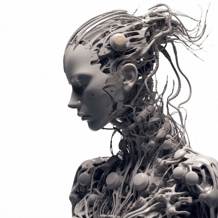 AI woman white background GIF